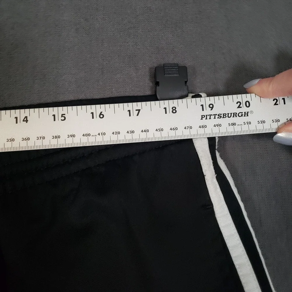 Adidas Track Pants Mens XL Black White 3-Stripe Straight Leg Drawstring Athletic